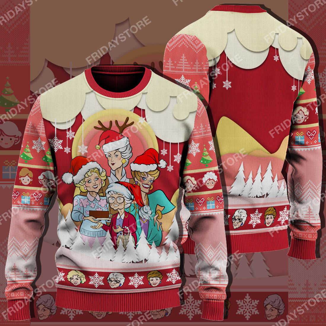Unifinz Golden Girls Ugly Sweater Golden Girls Happy Christmas Sweater Awesome Golden Girls Christmas Sweater 2022