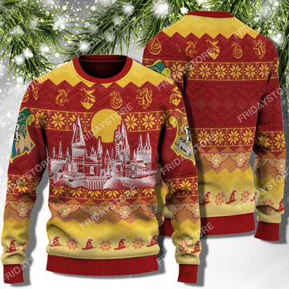 Unifinz HP Sweater The Four Houses of Hogwarts Christmas Sweater High Quality HP Ugly Sweater Hogwarts Sweater 2022