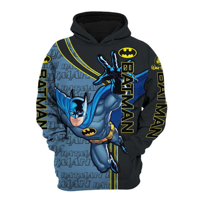 Batman Hoodie DC Batman Fighting Pose Comic Hoodie Black Blue Unisex