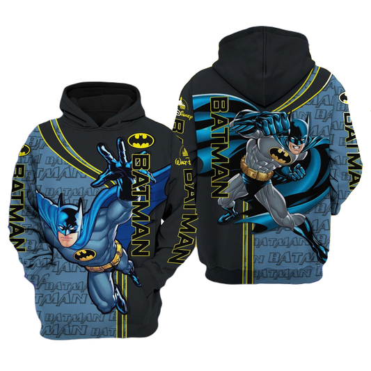 Batman Hoodie DC Batman Fighting Pose Comic Hoodie Black Blue Unisex