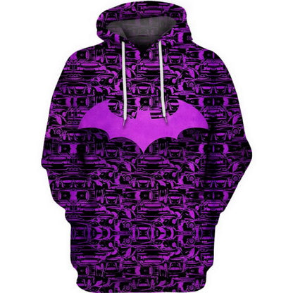 Batman Hoodie DC Batman Batmobile Symbol Pattern Hoodie Black Pink Unisex