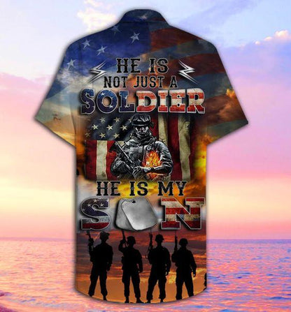 Unifinz Veteran Hawaii Shirt Proud Soldier Parents He Is Not Just A Soldier Hawaiian Shirt Veteran Aloha Shirts Military Shirt 2024