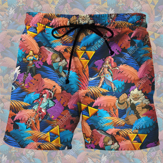 Unifinz Legend Of Zelda Beach Short Zelda Link Pattern Tropical Short Legend Of Zelda Beach Short 2022