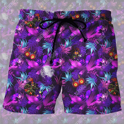 Unifinz Legend Of Zelda Short Skull Kid Majora's Mask Pattern Tropical Beach Short Legend Of Zelda Beach Short 2022