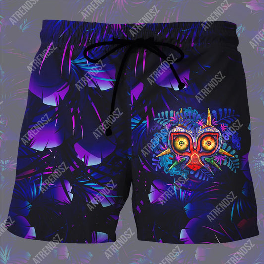 Unifinz Legend Of Zelda Beach Short Dark Blue Majora' Mask Tropical Short Legend Of Zelda Beach Short 2022