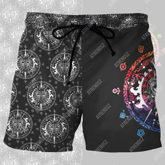 Unifinz Legend Of Zelda Short Black Majora's Mark Mandala Pattern Beach Short Legend Of Zelda Beach Short 2022