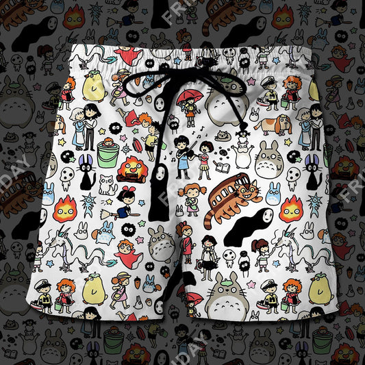 Unifinz GB Short GB Totoro Spirited Away Characters Chibi Beach Short High Quality GB  Beach Short 2022