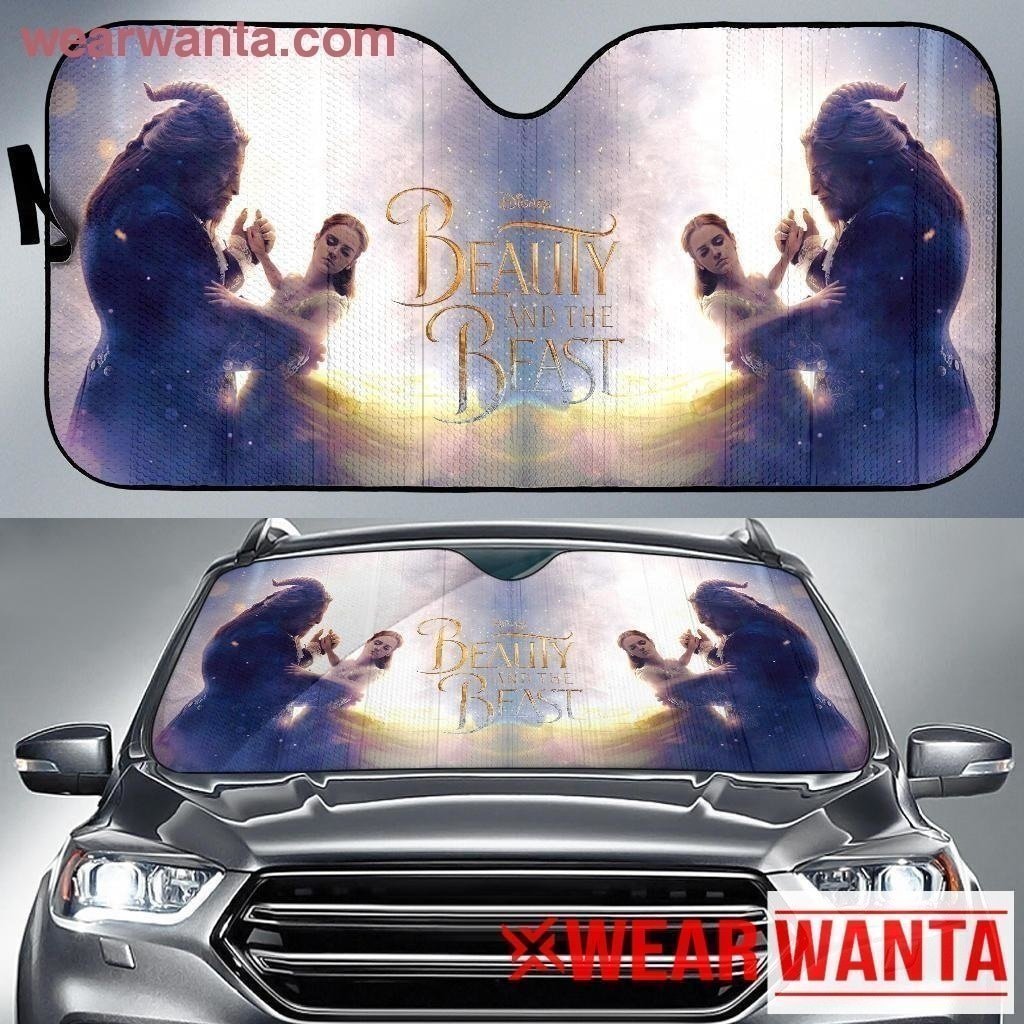  DN Beauty And The Beast Car Sun Shade Beauty And The Beast Dancing Windshield Sun Shade