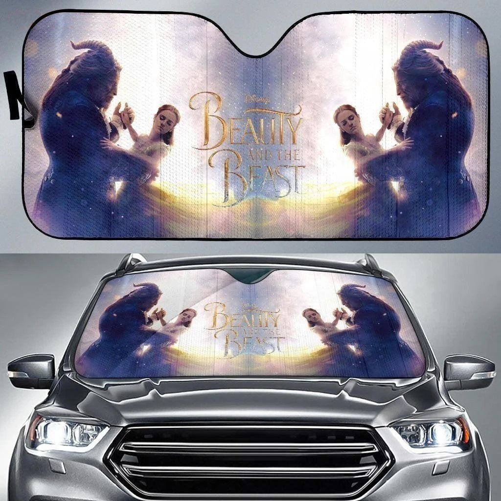  DN Beauty And The Beast Car Sun Shade Beauty And The Beast Dancing Windshield Sun Shade