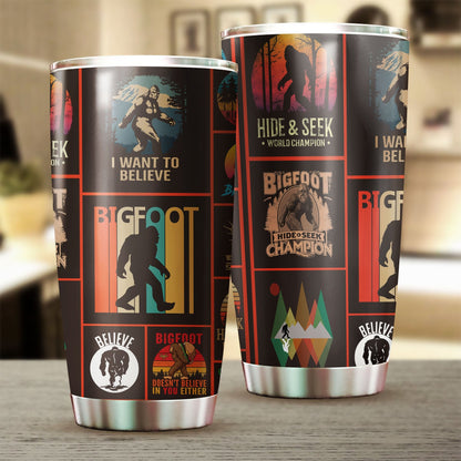 Unifinz Bigfoot Tumbler Cup 20 oz I Want To Believe Black Tumbler 20 oz 2022