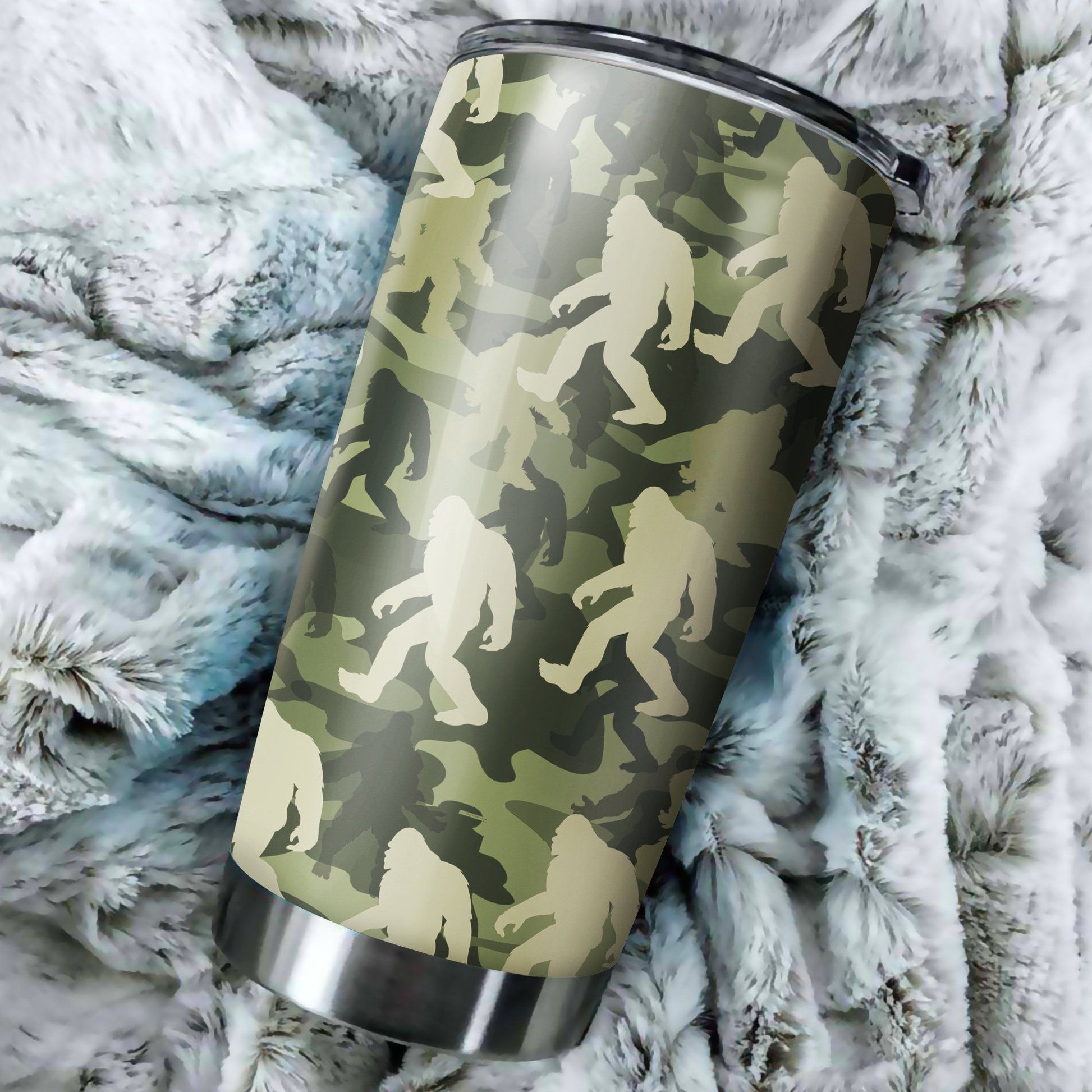 Unifinz Bigfoot Tumbler 20 oz Bigfoot Pattern Camoflage White Green Tumbler Cup 2022