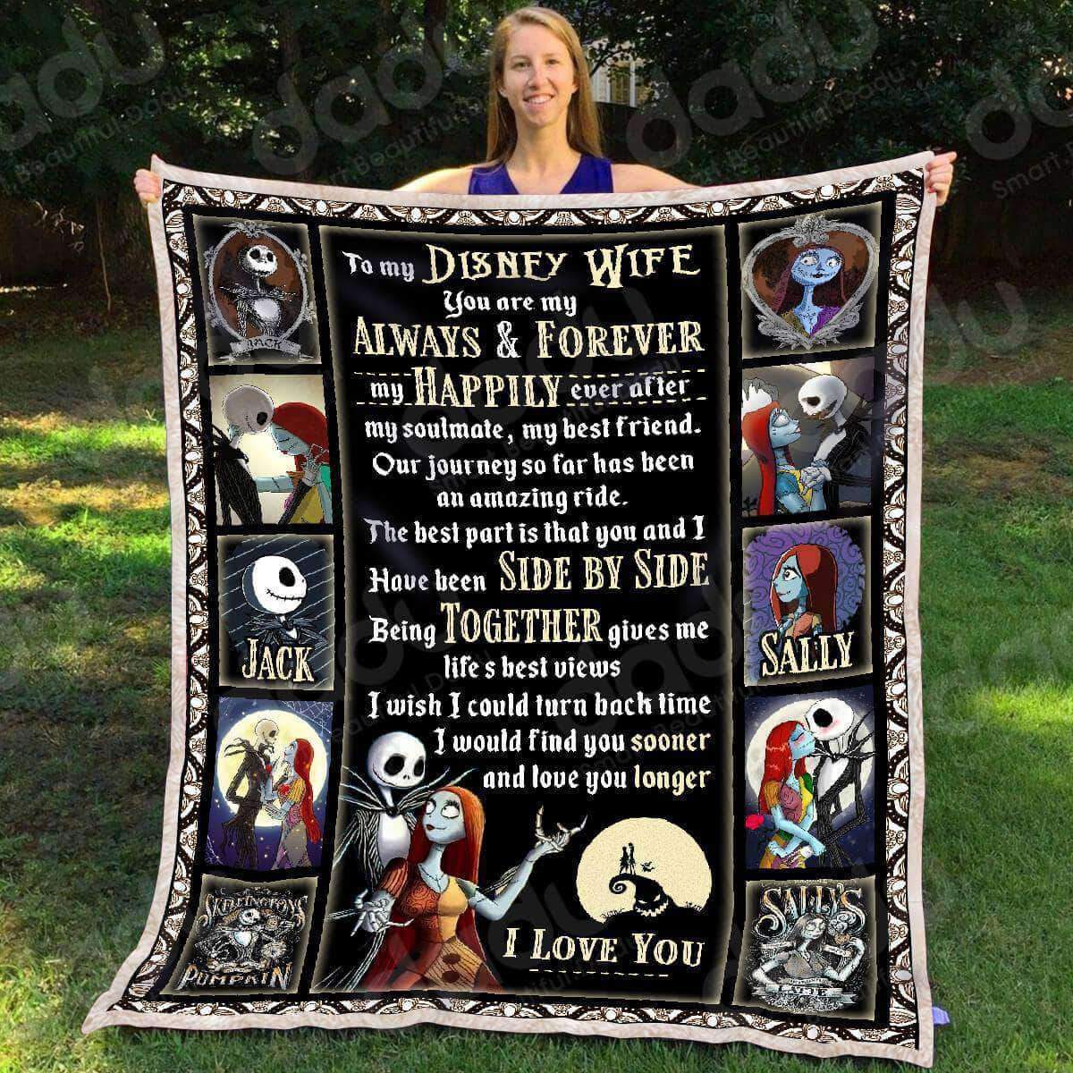  Nightmare Before Christmas Blanket To My Disney Wife I Love You Jack And Sally Blanket