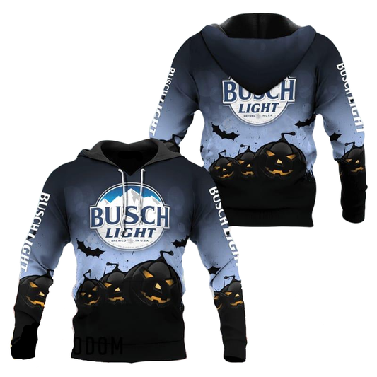 Busch Light Hoodie Busch Light Night Pumpkin Hoodie Blue Unisex