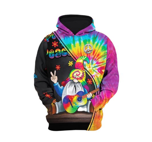 Gnome Hoodie Gnome Hippie Tie Dye Peace Hoodie Colorful Unisex