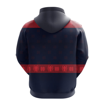 Spider Man Christmas Hoodie Spider Christmas Patterns Black Red Hoodie