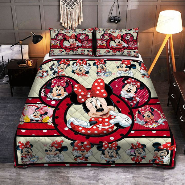 Minnie Bedding Set DN Minnie Poses Pattern Duvet Covers White Red Unique Gift