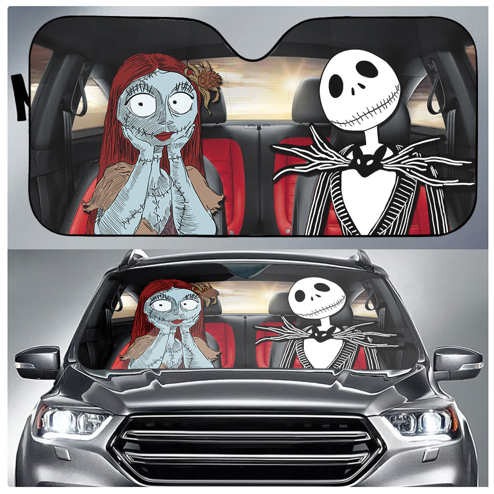 Unifinz TNBC Car Sun Shade Jack And Sally Windshield Sun Shade DN TNBC Windshield Sun Shade 2022