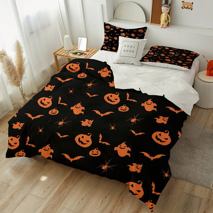 Halloween Bedding Set Pumpkin Ghost Bat Spider Duvet Covers Black Unique Gift