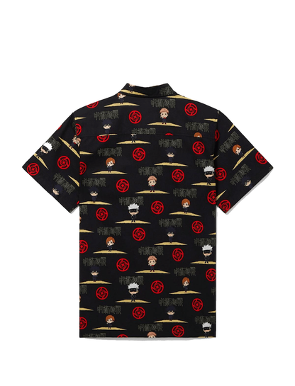 Jujutsu Kaisen Hawaii Shirt Chibi Characters Pattern Aloha Shirt Black Unisex