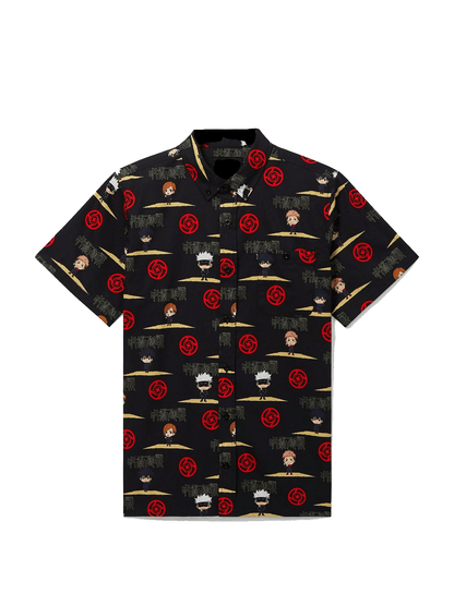 Jujutsu Kaisen Hawaii Shirt Chibi Characters Pattern Aloha Shirt Black Unisex