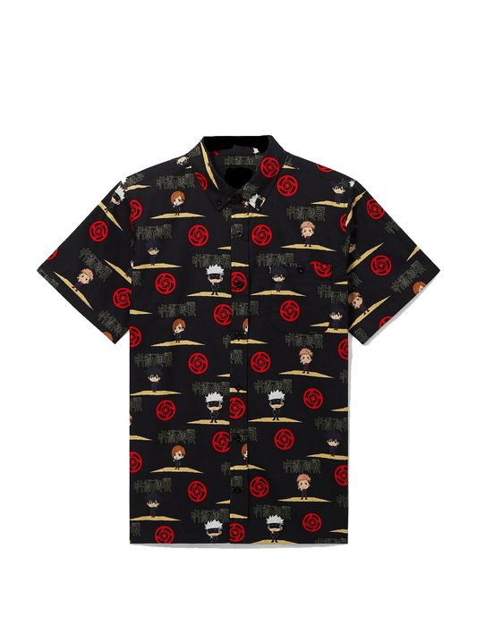 Jujutsu Kaisen Hawaii Shirt Chibi Characters Pattern Aloha Shirt Black Unisex