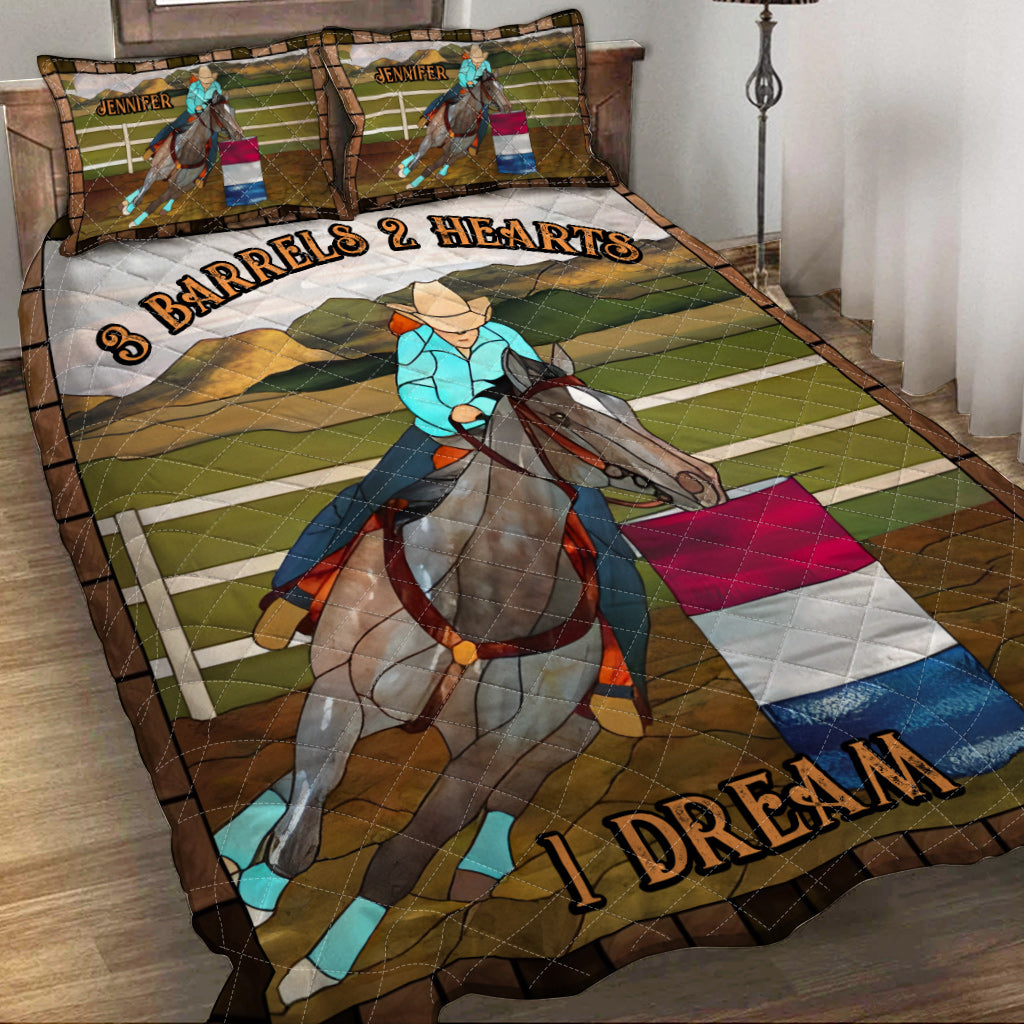 Horse Bedding Set Three Barrels Two Hearts One Dream Duvet Covers Colorful Unique Gift