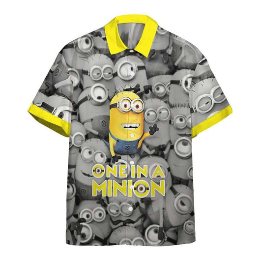 Unifinz Minions Hawaiian Shirt One In A Minion Grey Hawaii Shirt Amazing Minions Aloha Shirt 2023