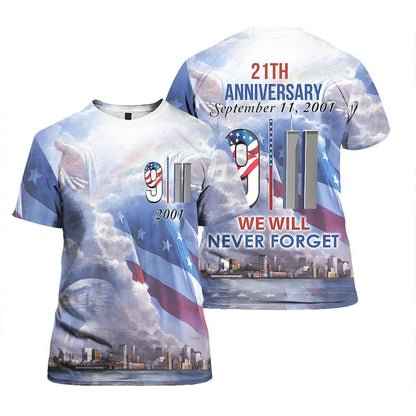 Unifinz Patriot Day T-shirt 09/11/2001 We Will Never Forget Jesus Hand Hoodie Patriot Day Hoodie 2023