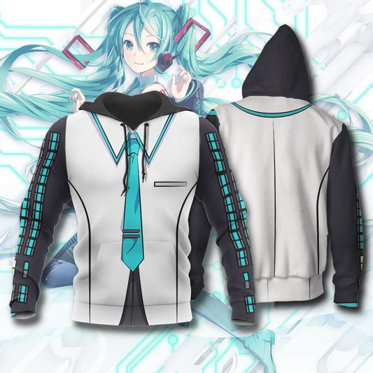 Darling In The Franxx Hoodie Darling In The Franxx Code 390 Miku Costume Black Blue Hoodie Anime Clothing Full Size Full Print