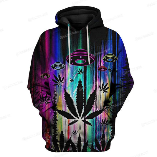 Unifinz Alien Hoodie UFO Weed Abduction Hoodie Apparel Adult Unisex Full Print 2022