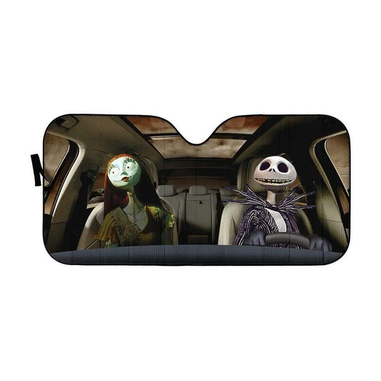 DN Car Sun Shade Nightmare Before Christmas Jack And Sally On Car Windshield Sun Shade