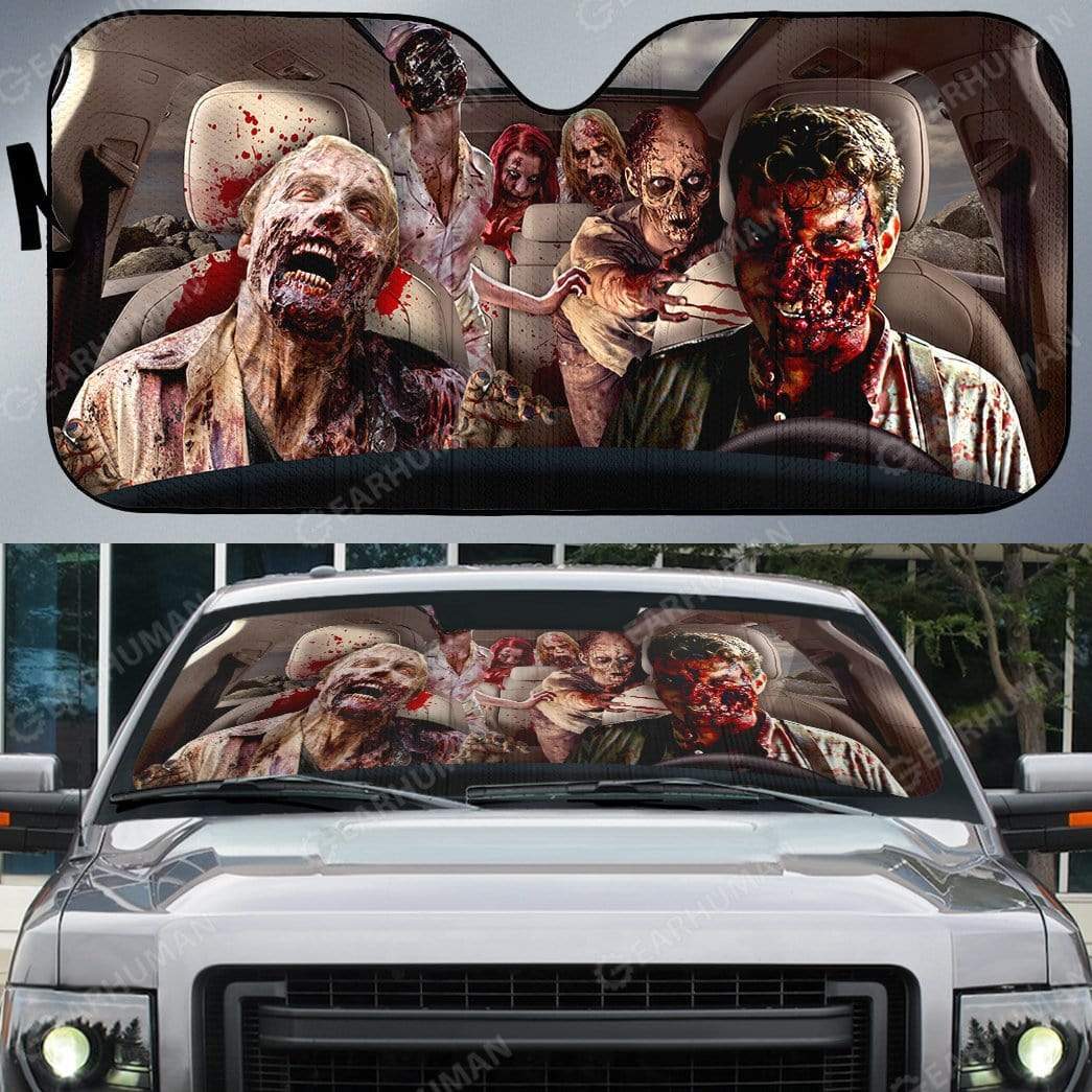  Zombie Car Sun Shade Scary Bloody Zombie In Car Windshield Sun Shade