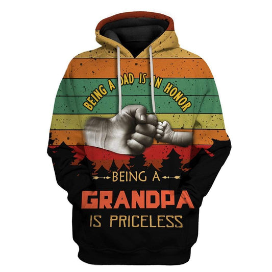 Unifinz Father's Day Gift Dad And Grandpa Hoodie Being A Grandpa Is Priceless 3D Awesome Hoodie Gift For Dad 2022