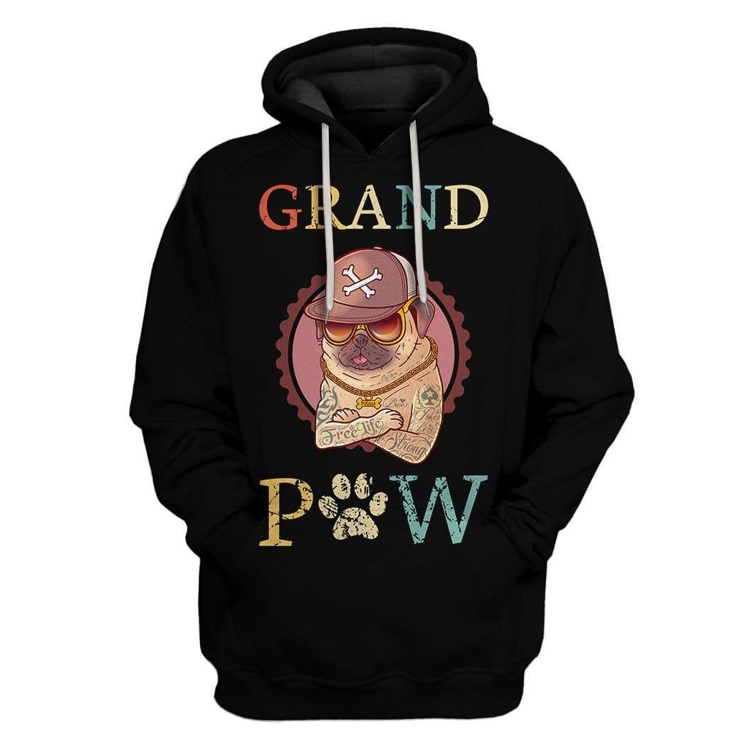 Unifinz Granpa Pug Hoodie Grand Paw Dog Black 3D Hoodie Granpa Apparel Dog Hoodie Gift For Granfather 2022