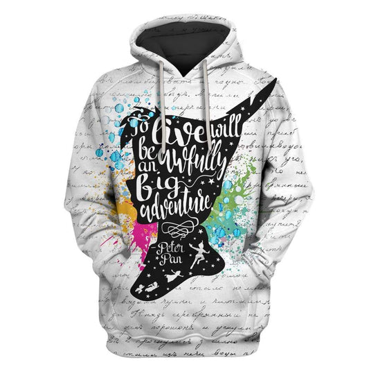 Peter Pan Hoodie To Live Will Be An Awfully Big Adventure Hoodie White Unisex