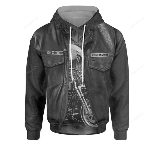 Motorcycle Hoodie Men Of Mayhem Leather Hoodie Black Unisex