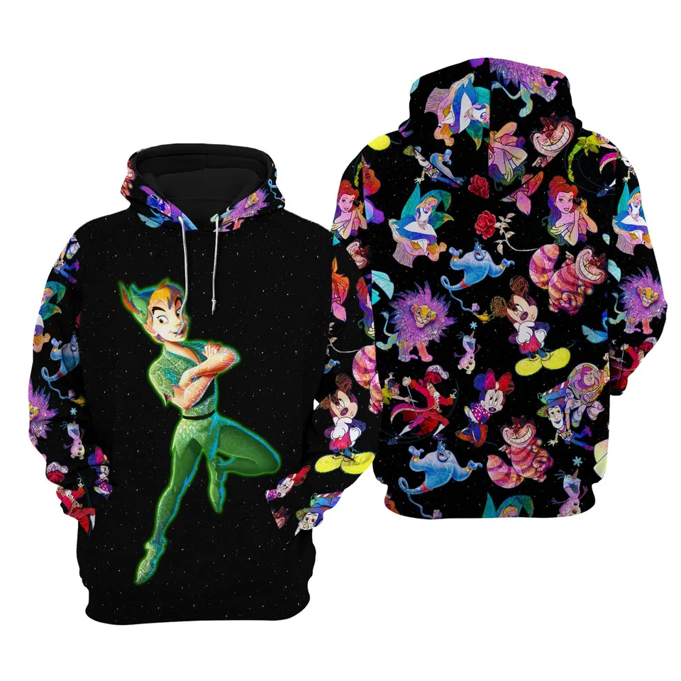 Peter Pan Hoodie Peter Pan Galaxy Night Sky Patterns Hoodie Black Unisex