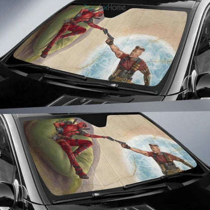  MV Deadpool Car Sun Shade Deadpool Cable Funny The Creation of Adam Windshield Sun Shade