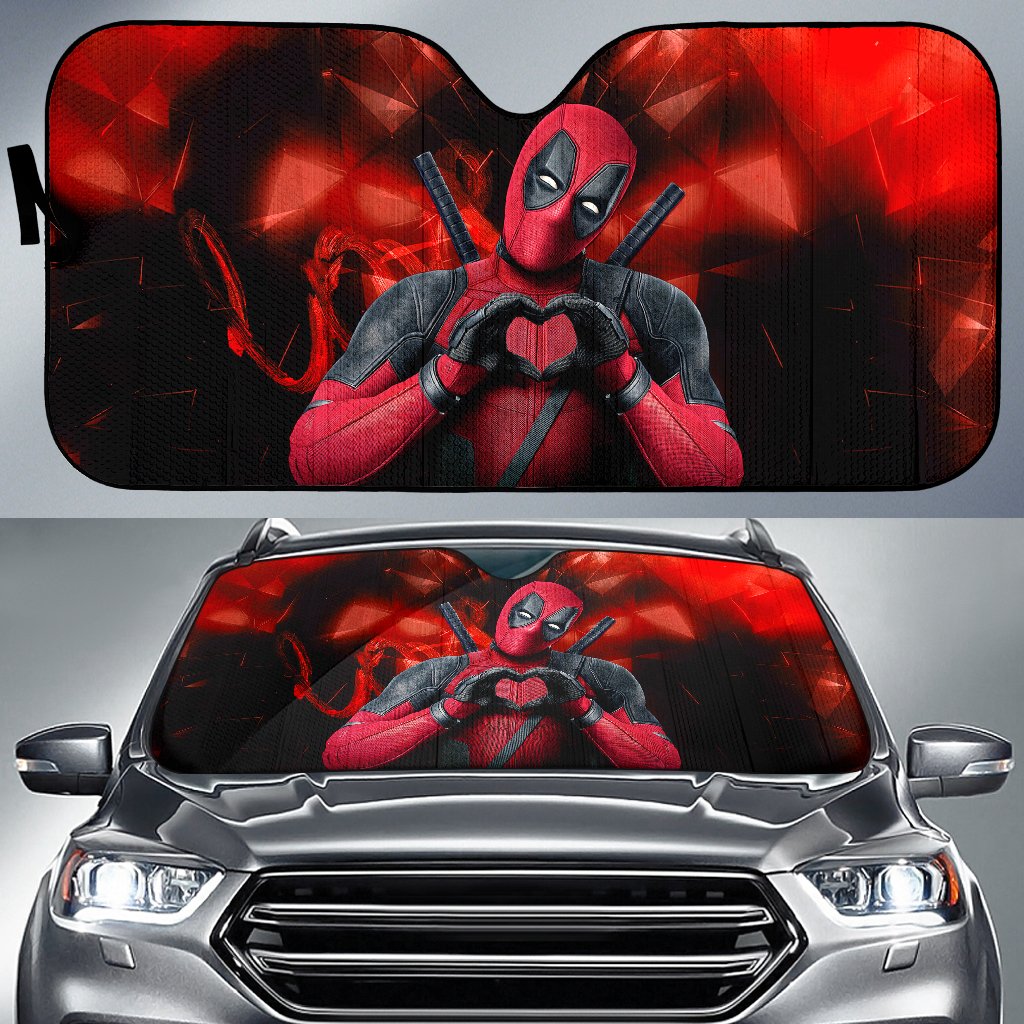 MV Windshield Sun Shade Deadpool Love Funny Car Sun Shade MV Car Sun Shade