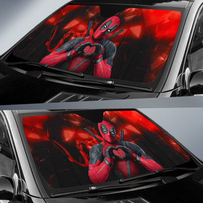 MV Windshield Sun Shade Deadpool Love Funny Car Sun Shade MV Car Sun Shade