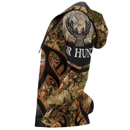  Hunting T-shirt Deer Hunter Leaves 3d T-shirt Hunting Hoodie Adult Full Print