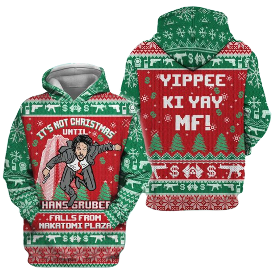 Die Hard Hoodie Yippee Ki Yay MF Christmas Pattern Hoodie Red Green Unisex Adults New Release