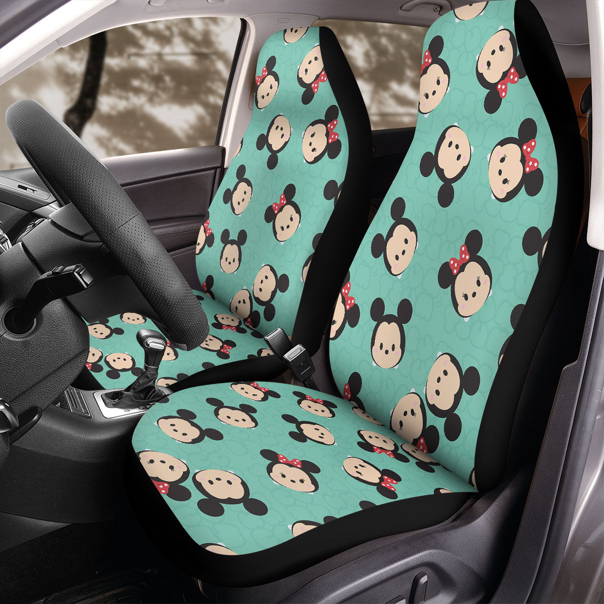 DN MM Car Seat Covers MM And Minnie Heads Pattern Seat Covers