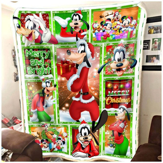 DN Christmas Blanket Goofy Merry And Bright Christmas Blanket