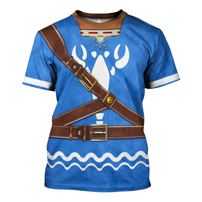 The Legend Of Zelda Hoodie Wind Waker Attire Shield Costume T-shirt Blue Unisex