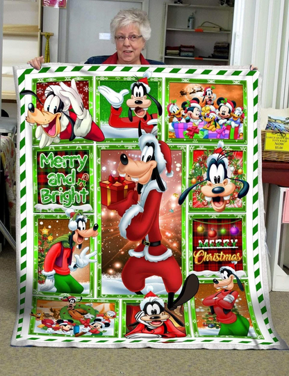 DN Christmas Blanket Goofy Merry And Bright Christmas Blanket