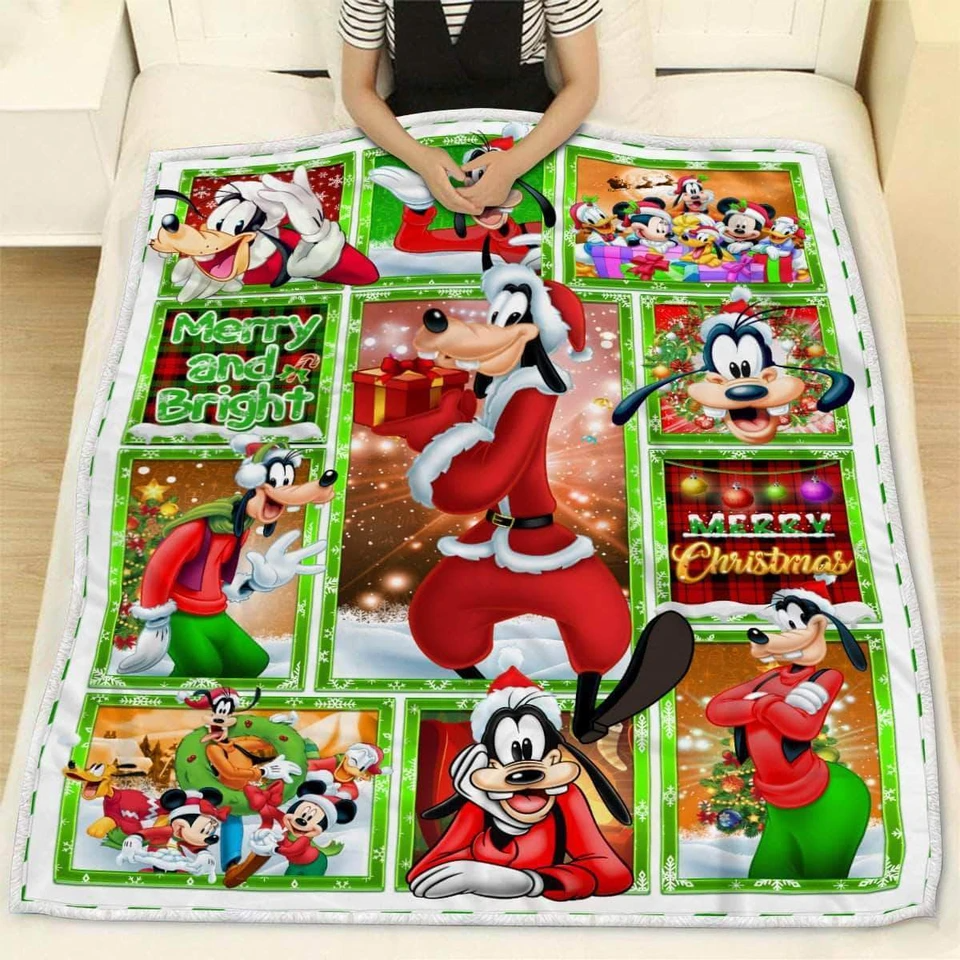 DN Christmas Blanket Goofy Merry And Bright Christmas Blanket