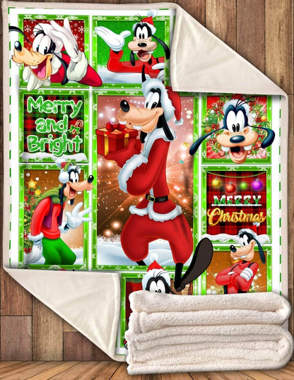 DN Christmas Blanket Goofy Merry And Bright Christmas Blanket