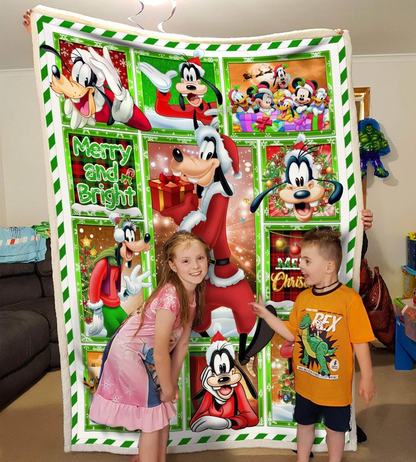 DN Christmas Blanket Goofy Merry And Bright Christmas Blanket