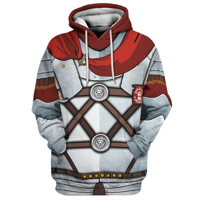 Historical Hoodie Roman Army Centurion Costume T-shirt Red Gray Unisex